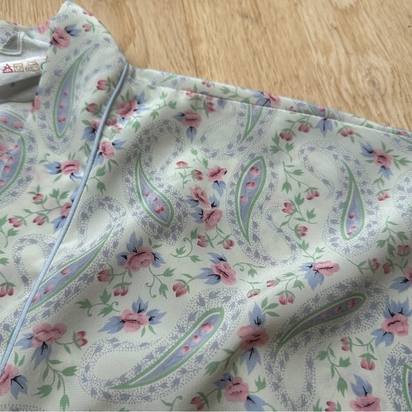 VINTAGE CLAUDEL FLORAL PASTEL PRINTED ROBE - S - Picture 8 of 11